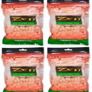 Zen GREEN Regular Hand Rolled Cigarette Filter Plug Tips 8mm - FOUR BAGS of 200